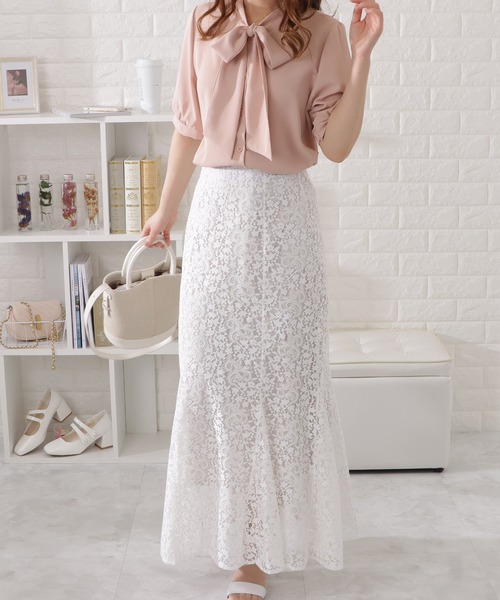 Lace Ladies（レースレディース）の「ボウタイ付き半袖シフォンブラウス（シャツ/ブラウス・レディース・ブルー/ホワイト/ピンク・S/L/XL/M）」の8枚目の写真