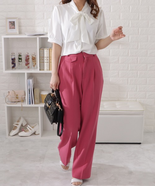 Lace Ladies（レースレディース）の「ボウタイ付き半袖シフォンブラウス（シャツ/ブラウス・レディース・ブルー/ホワイト/ピンク・S/L/XL/M）」の20枚目の写真