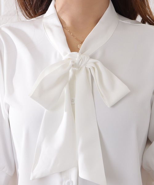 Lace Ladies（レースレディース）の「ボウタイ付き半袖シフォンブラウス（シャツ/ブラウス・レディース・ブルー/ホワイト/ピンク・S/L/XL/M）」の22枚目の写真