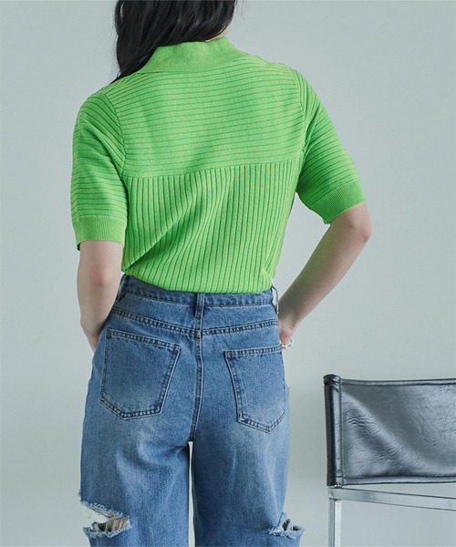 miette（ミエット）の「マルチリブポロニット（ニット/セーター・レディース・オレンジ/ライトグリーン/ブルー/ライトイエロー・FREE）」の18枚目の写真