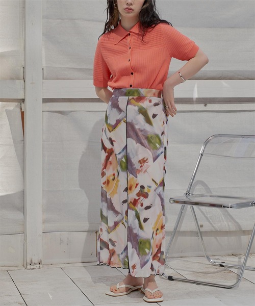 miette（ミエット）の「マルチリブポロニット（ニット/セーター・レディース・オレンジ/ライトグリーン/ブルー/ライトイエロー・FREE）」の6枚目の写真