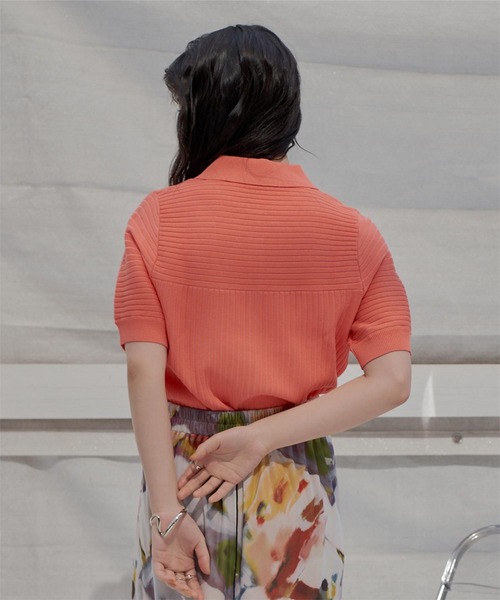 miette（ミエット）の「マルチリブポロニット（ニット/セーター・レディース・オレンジ/ライトグリーン/ブルー/ライトイエロー・FREE）」の7枚目の写真