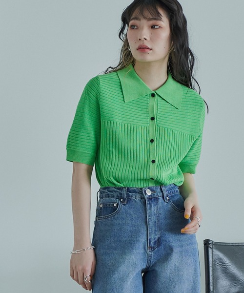 miette（ミエット）の「マルチリブポロニット（ニット/セーター・レディース・オレンジ/ライトグリーン/ブルー/ライトイエロー・FREE）」の22枚目の写真