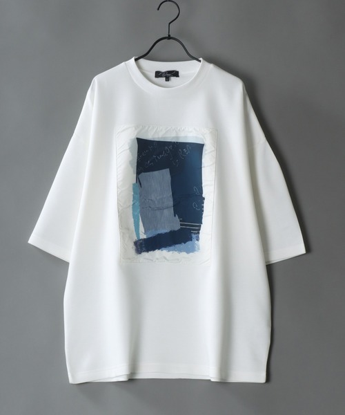 SITRY（シトリー）の「COOL Cardboard wide crew neck pullover/クールダンボール ワイド クルーネック プルオーバー（Tシャツ/カットソー・メンズ・ブラック系その他/ブルー系その他/グレイッシュブルー/ホワイト/ホワイト系その他/ブラック・M/L）」の2枚目の写真