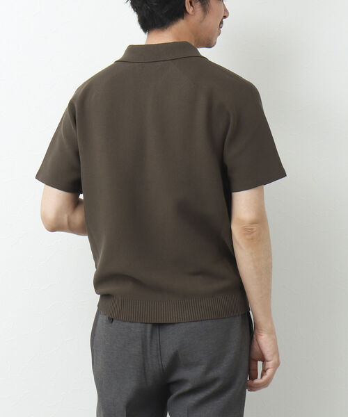 NOLLEY'S goodman（ノーリーズグッドマン）の「《ビジカジ対応》スキッパー 半袖ニットポロシャツ（ポロシャツ・メンズ・グレイッシュベージュ/ブラウン/ネイビー・L/M）」の12枚目の写真