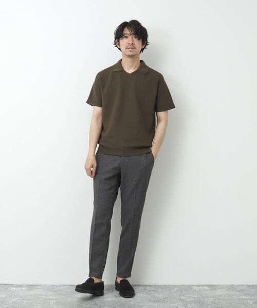 NOLLEY'S goodman（ノーリーズグッドマン）の「《ビジカジ対応》スキッパー 半袖ニットポロシャツ（ポロシャツ・メンズ・グレイッシュベージュ/ブラウン/ネイビー・L/M）」の15枚目の写真