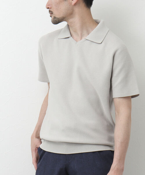 NOLLEY'S goodman（ノーリーズグッドマン）の「《ビジカジ対応》スキッパー 半袖ニットポロシャツ（ポロシャツ・メンズ・グレイッシュベージュ/ブラウン/ネイビー・L/M）」の21枚目の写真