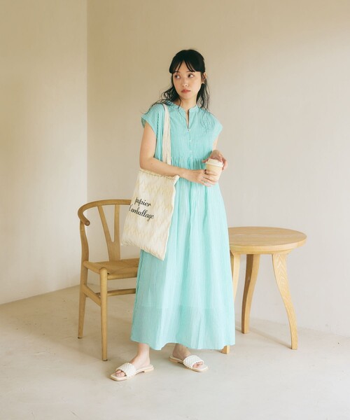 FREAK'S STORE(フリークスストア)の「インドボイル切替ワンピース(ワンピース・レディース・ブルー/コーラルピンク/グリーン・フリ-)」の5枚目の写真