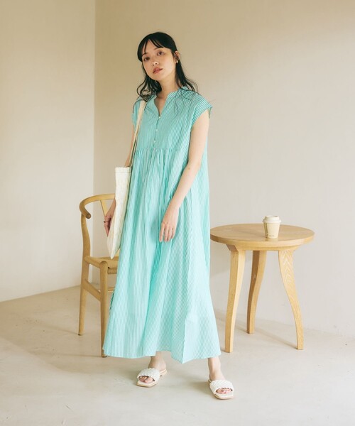 FREAK'S STORE(フリークスストア)の「インドボイル切替ワンピース(ワンピース・レディース・ブルー/コーラルピンク/グリーン・フリ-)」の8枚目の写真