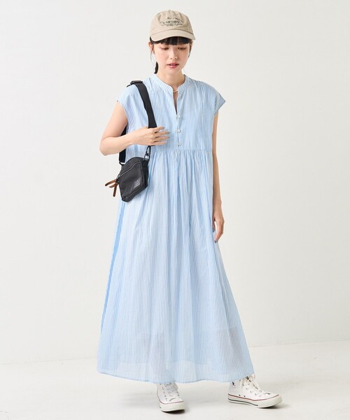 FREAK'S STORE(フリークスストア)の「インドボイル切替ワンピース(ワンピース・レディース・ブルー/コーラルピンク/グリーン・フリ-)」の12枚目の写真