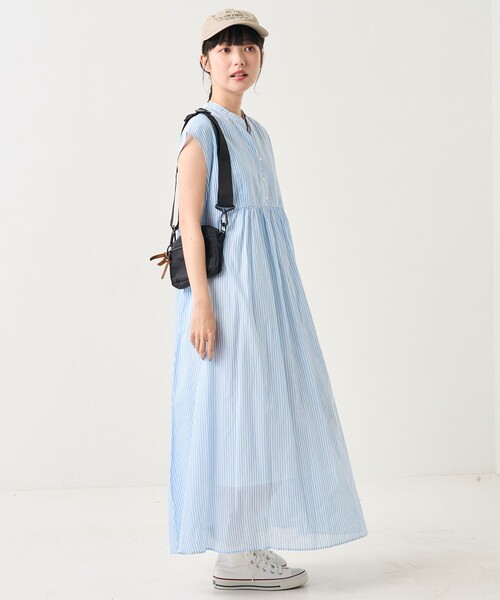 FREAK'S STORE(フリークスストア)の「インドボイル切替ワンピース(ワンピース・レディース・ブルー/コーラルピンク/グリーン・フリ-)」の13枚目の写真