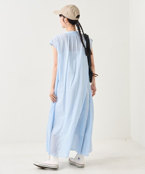 FREAK'S STORE(フリークスストア)の「インドボイル切替ワンピース(ワンピース・レディース・ブルー/コーラルピンク/グリーン・フリ-)」の14枚目の写真