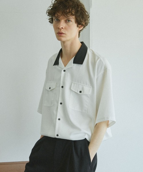 Bleme（ブレム）の「リネンライク オープンカラー クレリックシャツ（シャツ/ブラウス・メンズ・ホワイト/グレー/ブルー/グリーン・S/M/L/XL）」の2枚目の写真