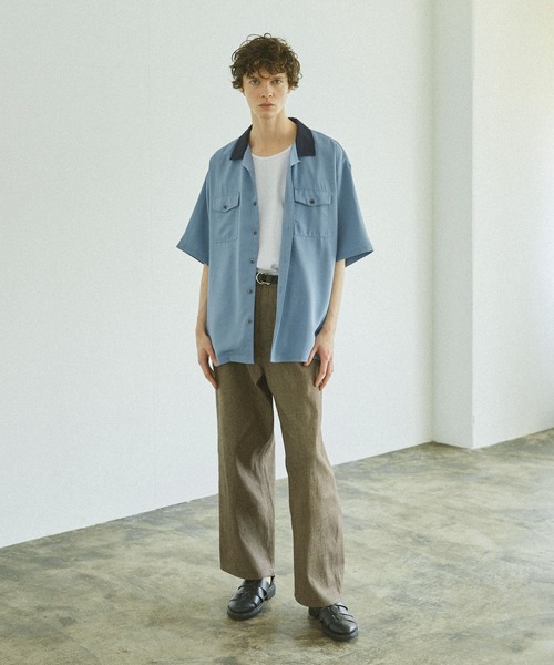 リネンライク オープンカラー クレリックシャツ（シャツ/ブラウス