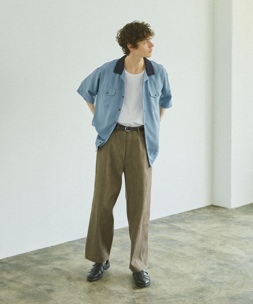 Bleme（ブレム）の「リネンライク オープンカラー クレリックシャツ（シャツ/ブラウス・メンズ・ホワイト/グレー/ブルー/グリーン・S/M/L/XL）」の18枚目の写真