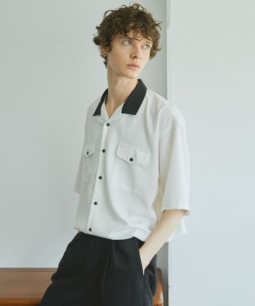 リネンライク オープンカラー クレリックシャツ（シャツ/ブラウス