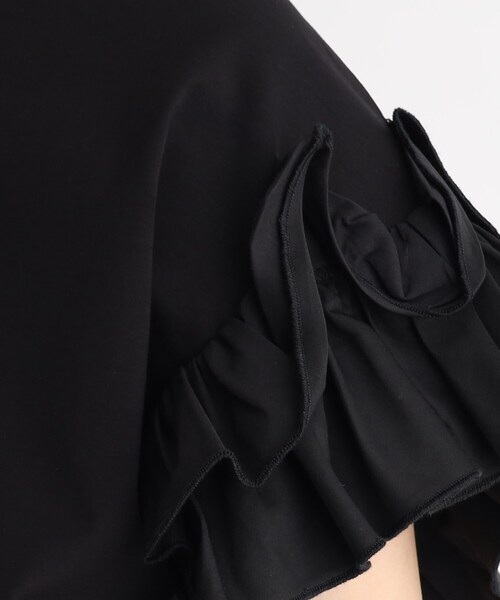 OPAQUE.CLIP(オペークドットクリップ)の「◆異素材フリルカットソー/シルク調コットン100%【洗濯機洗い可】(Tシャツ/カットソー・レディース・ボルドー/オフホワイト/ブラック/グレー・42/40/38)」の8枚目の写真