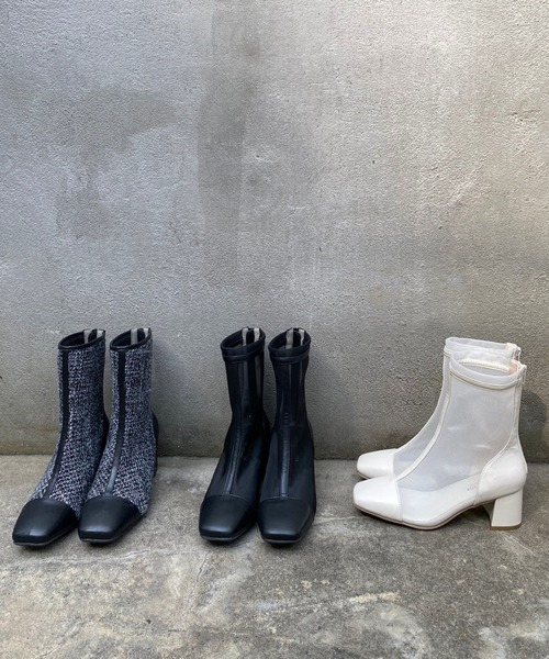 one after another NICE CLAUP（ワンアフターアナザーナイスクラップ）の「シアーアソートショートブーツ（ブーツ・レディース・ブラック/ブラック系その他/アイボリー・SMALL/MEDIUM/LARGE）」の13枚目の写真