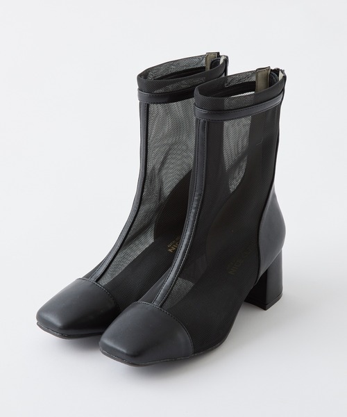 one after another NICE CLAUP（ワンアフターアナザーナイスクラップ）の「シアーアソートショートブーツ（ブーツ・レディース・ブラック/ブラック系その他/アイボリー・SMALL/MEDIUM/LARGE）」の5枚目の写真