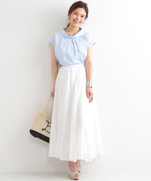 BEAMS LIGHTS Women's（ビームスライツ ウィメンズ）の「BEAMS LIGHTS / ビンテージワッシャー マキシスカート（スカート・レディース・オフホワイト/ベージュ/ブルー・36/38）」の20枚目の写真