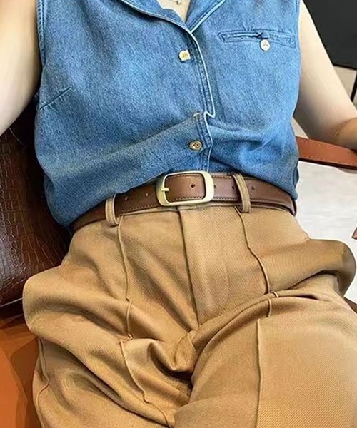 florist(フローリスト)の「レディースゴールドスクエアバックルレザーベルト(ベルト・レディース・ブラック/グレー/ブラウン/グレイッシュベージュ/グレー系3/ブラック系2/ブラック系3/ブラウン系2/ブラウン系3/ベージュ系2/ベージュ系3/グレー系2・S/M)」の16枚目の写真