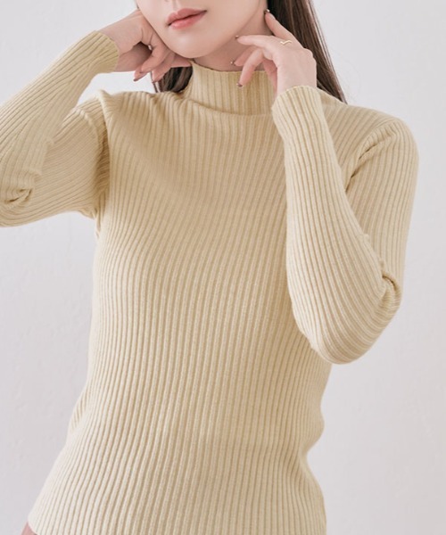 kirakiraShop(キラキラショップ)の「柔らかハイネックリブデザインニット(ニット/セーター・レディース・ホワイト/ブラウン/グレー/ブラック/ライトベージュ・FREE)」の12枚目の写真