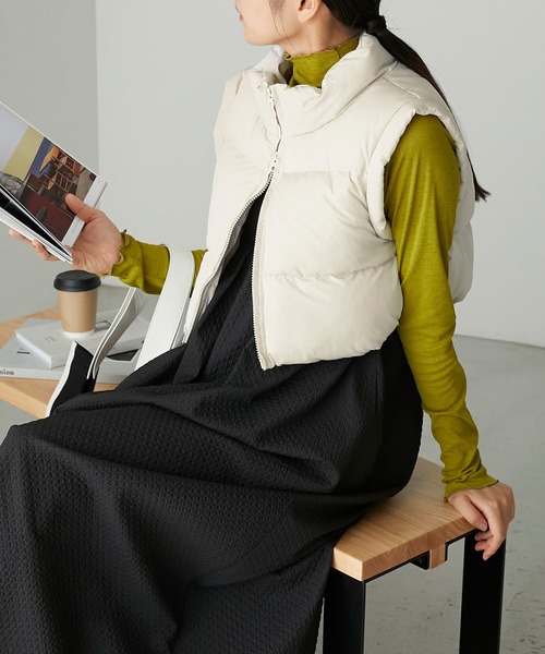 forksy.】マットタフタファイバーダウンクロップドベスト forksy