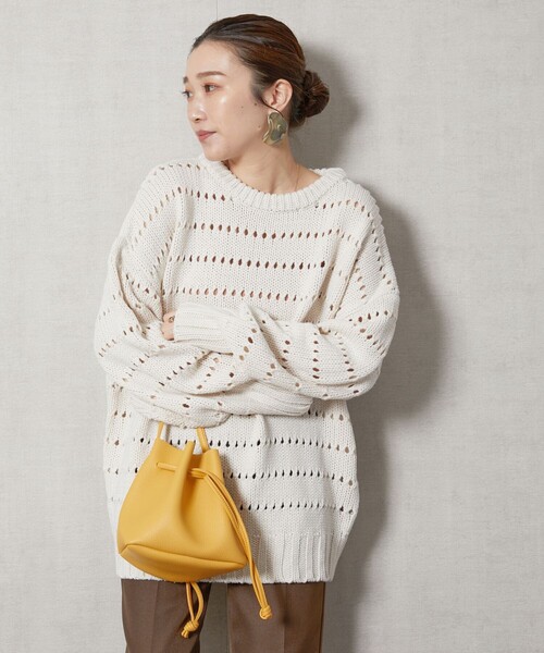 FREAK'S STORE(フリークスストア)の「限定展開 アイレット ニット プルオーバー(ニット/セーター・レディース・オリーブ/ナチュラル/ブルー/ブラック/レンガ・フリ-)」の7枚目の写真