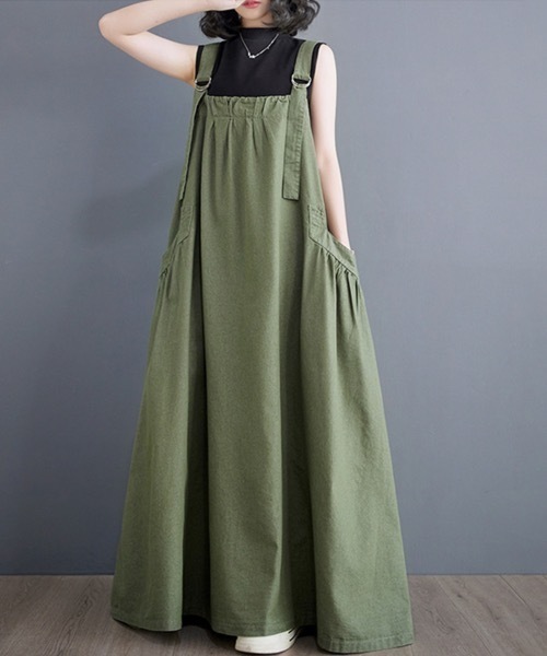 Doux Belle(ドゥーベル)の「フレアデニムジャンパースカート(ジャンパースカート・レディース・ライトブルー/ブラック/ブルー/グリーン/カーキ/ベージュ/ブラック系その他・FREE)」の17枚目の写真