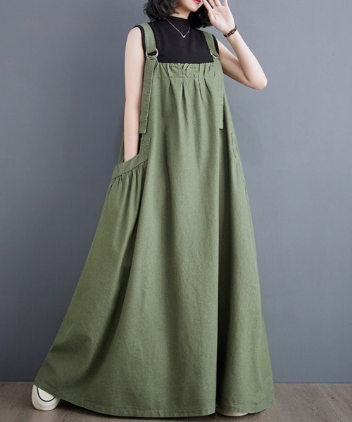 Doux Belle(ドゥーベル)の「フレアデニムジャンパースカート(ジャンパースカート・レディース・ライトブルー/ブラック/ブルー/グリーン/カーキ/ベージュ/ブラック系その他・FREE)」の19枚目の写真