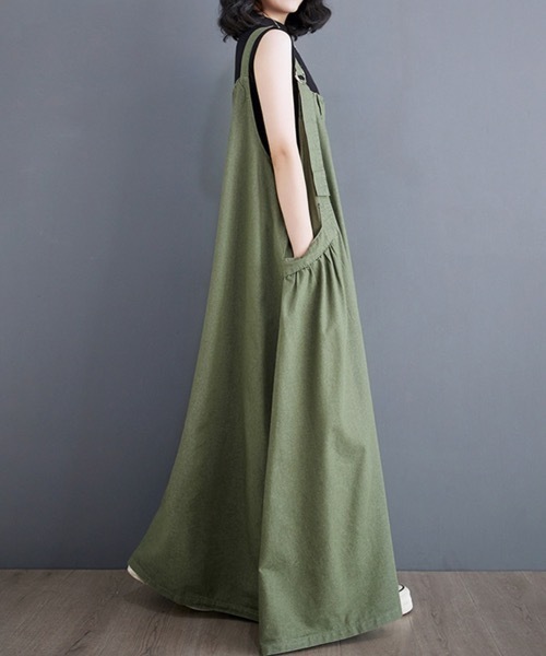 Doux Belle(ドゥーベル)の「フレアデニムジャンパースカート(ジャンパースカート・レディース・ライトブルー/ブラック/ブルー/グリーン/カーキ/ベージュ/ブラック系その他・FREE)」の20枚目の写真