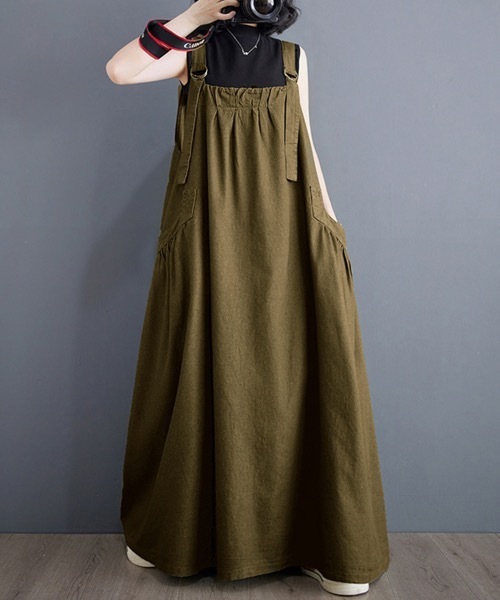 Doux Belle(ドゥーベル)の「フレアデニムジャンパースカート(ジャンパースカート・レディース・ライトブルー/ブラック/ブルー/グリーン/カーキ/ベージュ/ブラック系その他・FREE)」の22枚目の写真