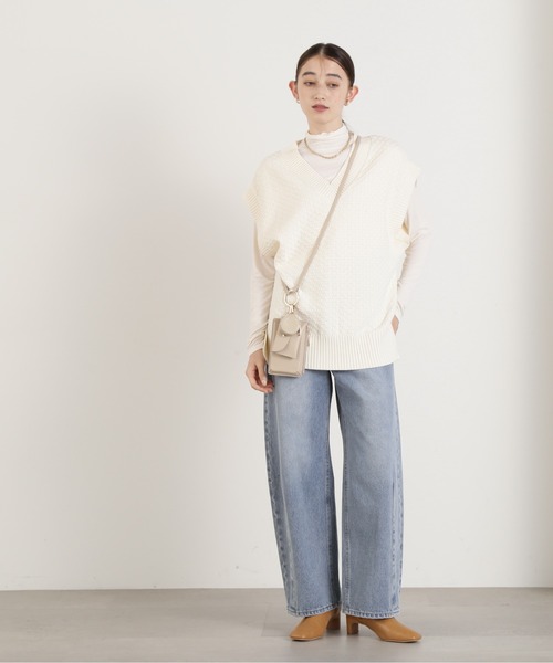 N.（N. Natural Beauty Basic）（エヌエヌナチュラルビューティーベーシック）の「◆カノコ編みニットベスト（ベスト・レディース・チャコール/オフホワイト/イエロー・MEDIUM）」の9枚目の写真