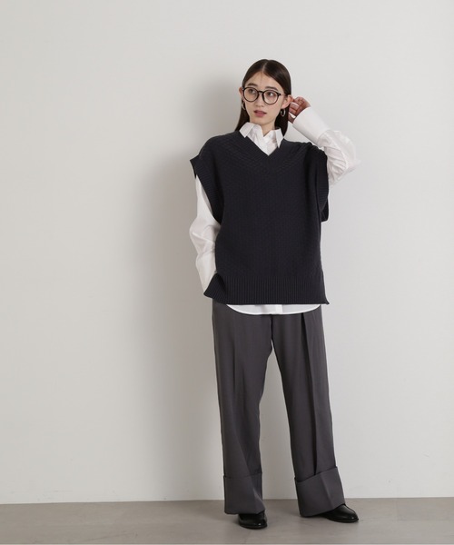 N.（N. Natural Beauty Basic）（エヌエヌナチュラルビューティーベーシック）の「◆カノコ編みニットベスト（ベスト・レディース・チャコール/オフホワイト/イエロー・MEDIUM）」の15枚目の写真