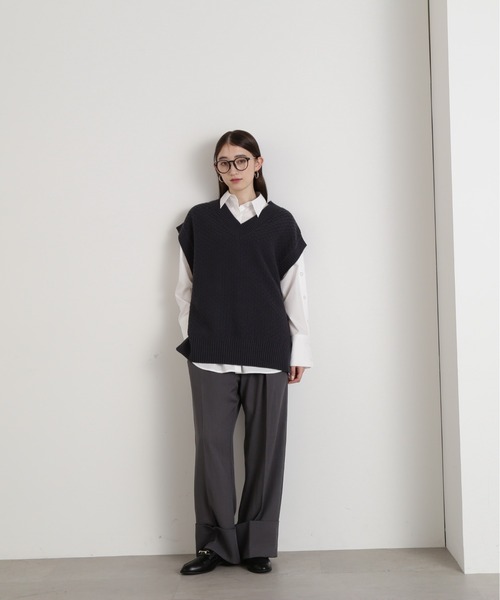 N.（N. Natural Beauty Basic）（エヌエヌナチュラルビューティーベーシック）の「◆カノコ編みニットベスト（ベスト・レディース・チャコール/オフホワイト/イエロー・MEDIUM）」の16枚目の写真