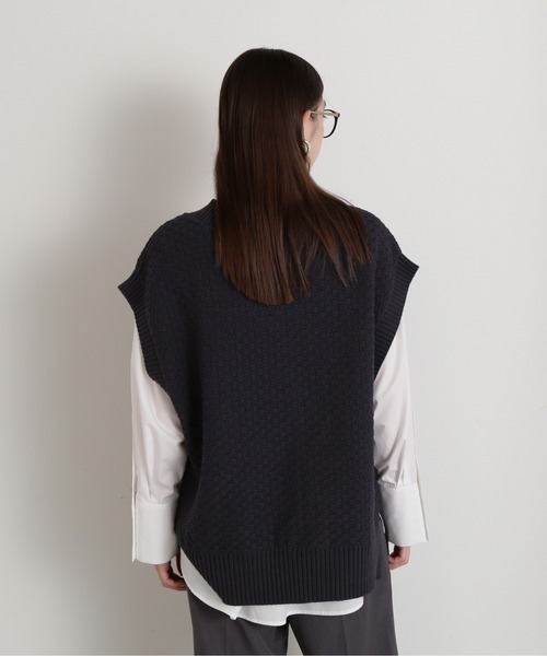 N.（N. Natural Beauty Basic）（エヌエヌナチュラルビューティーベーシック）の「◆カノコ編みニットベスト（ベスト・レディース・チャコール/オフホワイト/イエロー・MEDIUM）」の20枚目の写真