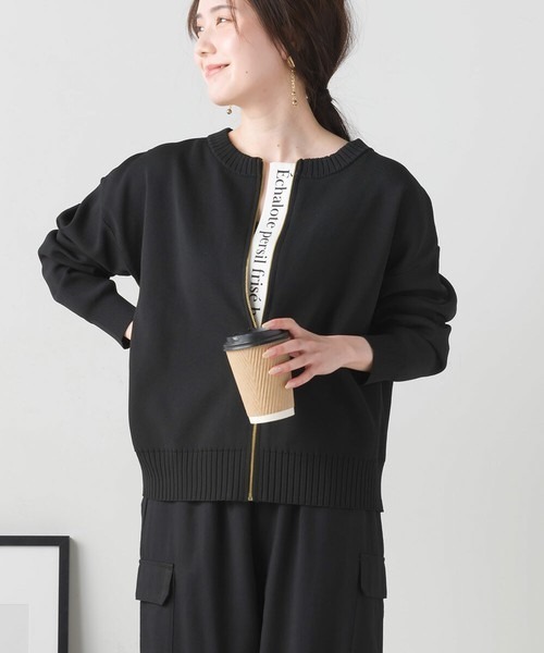 4584 新品 超軽量編柄ロゴZIPブルゾン グレーＦサイズ　