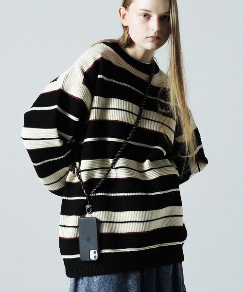 SKOOKUM(スクーカム)の「SKOOKUM AIRY BOADER KNIT(ニット/セーター・メンズ・アイボリー/ブラック・L/M)」の1枚目の写真
