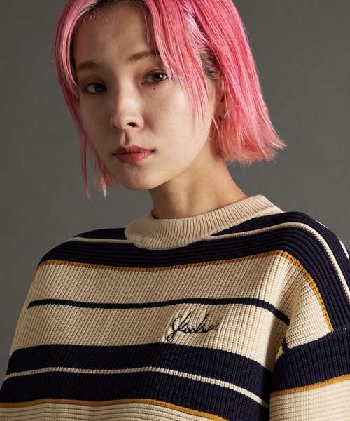 SKOOKUM(スクーカム)の「SKOOKUM AIRY BOADER KNIT(ニット/セーター・メンズ・アイボリー/ブラック・L/M)」の3枚目の写真