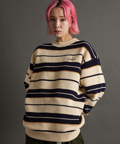 SKOOKUM(スクーカム)の「SKOOKUM AIRY BOADER KNIT(ニット/セーター・メンズ・アイボリー/ブラック・L/M)」の5枚目の写真