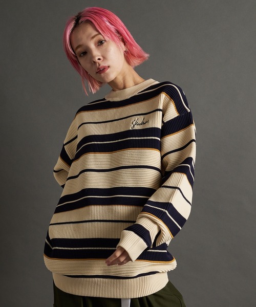 SKOOKUM(スクーカム)の「SKOOKUM AIRY BOADER KNIT(ニット/セーター・メンズ・アイボリー/ブラック・L/M)」の6枚目の写真