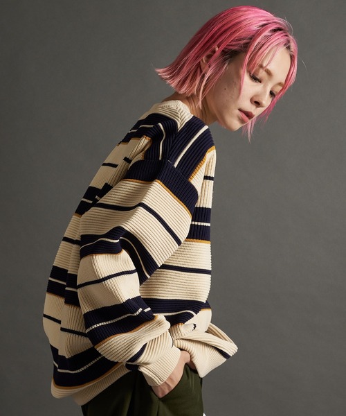 SKOOKUM(スクーカム)の「SKOOKUM AIRY BOADER KNIT(ニット/セーター・メンズ・アイボリー/ブラック・L/M)」の9枚目の写真