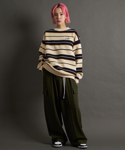 SKOOKUM(スクーカム)の「SKOOKUM AIRY BOADER KNIT(ニット/セーター・メンズ・アイボリー/ブラック・L/M)」の12枚目の写真