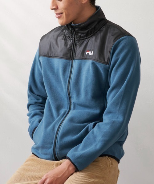 FILA(フィラ)の「【FILA:フィラ】マイクロフリーススタンドジャケット ジップアップジャケット ブルゾン フリース ナイロン 切り替え(ブルゾン・メンズ・ブラック/レッド/ダークブルー/ネイビー・MEDIUM/X-LARGE/LARGE)」の3枚目の写真