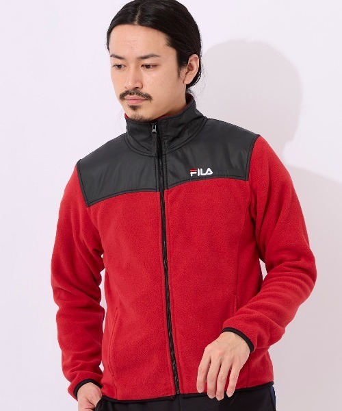 FILA(フィラ)の「【FILA:フィラ】マイクロフリーススタンドジャケット ジップアップジャケット ブルゾン フリース ナイロン 切り替え(ブルゾン・メンズ・ブラック/レッド/ダークブルー/ネイビー・MEDIUM/X-LARGE/LARGE)」の4枚目の写真