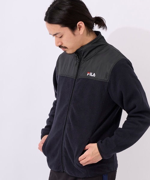 FILA(フィラ)の「【FILA:フィラ】マイクロフリーススタンドジャケット ジップアップジャケット ブルゾン フリース ナイロン 切り替え(ブルゾン・メンズ・ブラック/レッド/ダークブルー/ネイビー・MEDIUM/X-LARGE/LARGE)」の9枚目の写真