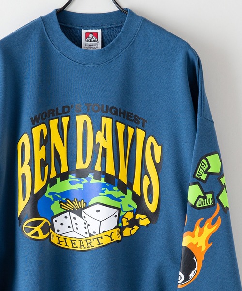 BEN DAVIS(ベンデイビス)の「【BEN DAVIS/ベンデイビス】袖&バックプリント 裏毛 クルーネックスウェット トレーナー ビッグシルエット(スウェット・メンズ・ブラック/グレー/ダークブルー・MEDIUM/LARGE/X-LARGE)」の8枚目の写真