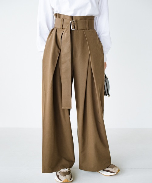 haco!（ハコ）の「ここぞ！という日に気合いを入れたいウエストベルトパンツ（その他パンツ・レディース・ブラウン/ボルドー/ブラック・LARGE/MEDIUM/SMALL/X-LARGE）」の2枚目の写真