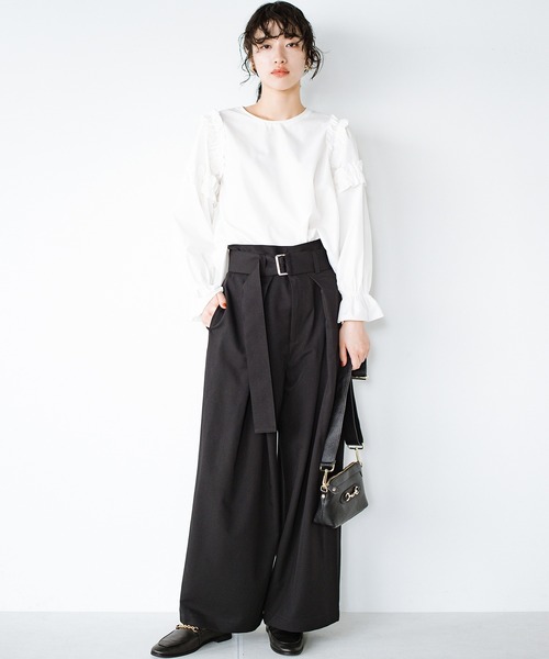 haco!（ハコ）の「ここぞ！という日に気合いを入れたいウエストベルトパンツ（その他パンツ・レディース・ブラウン/ボルドー/ブラック・LARGE/MEDIUM/SMALL/X-LARGE）」の4枚目の写真