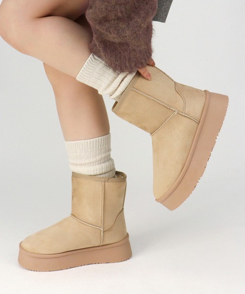 セール】厚底 ムートン ミドルブーツ (6363)(6364)(6365)/Dedes